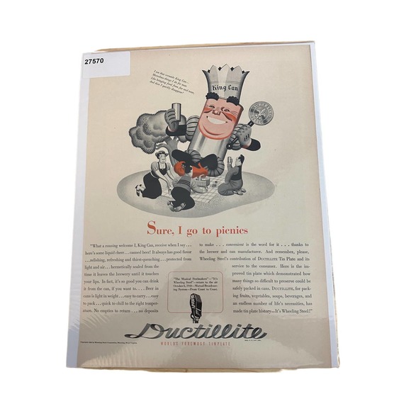 Vintage 1940s-50s Original Magazine Ad Ductillite Tin Plate Wheeling Steel - Picture 1 of 2